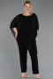 Robe De Invitation Grande Taille Mousseline Noir ABT139
