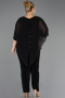 Robe De Invitation Grande Taille Mousseline Noir ABT139
