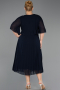 Robe de Soirée Grande Taille Midi Mousseline Bleu Marine ABK2677