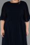 Robe de Soirée Grande Taille Midi Mousseline Bleu Marine ABK2677