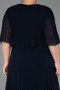 Robe de Soirée Grande Taille Midi Mousseline Bleu Marine ABK2677