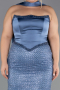 Robe de Soirée Grande Taille Longue Perlé Indigo ABU6258