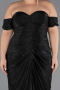Robe De Invitation Grande Taille Midi Mousseline Noir ABK2701