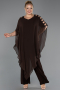 Robe Grande Taille Mousseline Brun ABT080