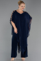 Robe Grande Taille Mousseline Bleu Marine ABT080