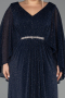 Robe de Soirée Grande Taille Longue Pierreux Bleu Marine ABU6653