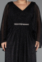 Robe de Soirée Grande Taille Longue Pierreux Noir ABU6653