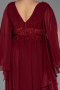 Robe de Soirée Grande Taille Longue Mousseline Rouge Bordeaux ABU4638