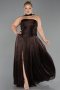 Robe De Soirée Grande Taille Longue Mousseline Brun ABU5958