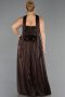 Robe De Soirée Grande Taille Longue Mousseline Brun ABU5958