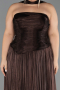 Robe De Soirée Grande Taille Longue Mousseline Brun ABU5958
