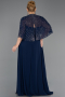 Robe Grande Taille Longue Mousseline Bleu Marine ABU6529