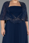 Robe Grande Taille Longue Mousseline Bleu Marine ABU6529