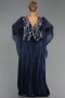 Robe De Soirée Grande Taille Longue Mousseline Bleu Marine ABU6619