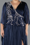 Robe De Soirée Grande Taille Longue Mousseline Bleu Marine ABU6619
