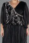Robe De Soirée Grande Taille Longue Mousseline Noir ABU6619