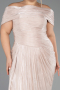 Robe De Soirée Grande Taille Longue Mousseline Beige ABU6604