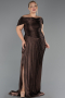 Robe Grande Taille Longue Mousseline Brun ABU6604