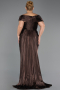 Robe Grande Taille Longue Mousseline Brun ABU6604