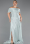 Robe De Soirée Grande Taille Longue Mousseline Menthe ABU6604