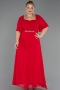 Robe de Soirée Grande Taille Longue Mousseline Rouge ABU6663