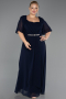 Robe de Soirée Grande Taille Longue Mousseline Bleu Marine ABU6663