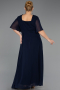 Robe de Soirée Grande Taille Longue Mousseline Bleu Marine ABU6663