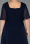 Robe de Soirée Grande Taille Longue Mousseline Bleu Marine ABU6663