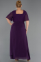 Robe de Soirée Grande Taille Longue Mousseline Violet ABU6663