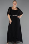 Robe de Soirée Grande Taille Longue Mousseline Noir ABU6663