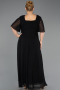 Robe de Soirée Grande Taille Longue Mousseline Noir ABU6663
