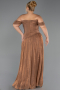 Robe De Soirée Grande Taille Longue Mousseline Cuivre ABU6603