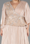Robe De Soirée Grande Taille Longue Mousseline Beige ABU6619