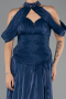Robe de Soirée Longue Mousseline Bleu Marine ABU6640