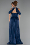 Robe de Soirée Longue Mousseline Bleu Marine ABU6640