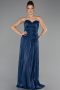 Robe de Soirée Longue Mousseline Bleu Marine ABU6640