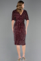Robe De Invitation Grande Taille Midi Rouge Bordeaux ABK2704