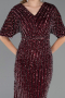 Robe De Invitation Grande Taille Midi Rouge Bordeaux ABK2704