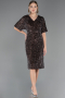 Robe De Invitation Grande Taille Midi Brun ABK2704