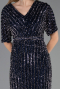 Robe De Invitation Grande Taille Midi Bleu Marine ABK2704