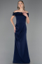 Robe Grande Taille Longue Bleu Marine ABU6103