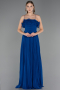 Robe de Soirée Longue Mousseline Bleu Saxe ABU4866