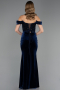 Robe de Soirée Longue Velours Bleu Marine ABU6664