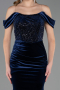 Robe de Soirée Longue Velours Bleu Marine ABU6664