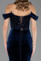 Robe de Soirée Longue Velours Bleu Marine ABU6664