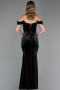 Robe de Soirée Longue Velours Noir ABU6664
