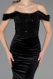 Robe de Soirée Longue Velours Noir ABU6664
