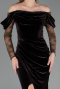 Robe de Soirée Longue Velours Brun ABU6668