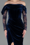 Robe de Soirée Longue Velours Bleu Marine ABU6668