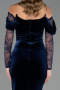 Robe de Soirée Longue Velours Bleu Marine ABU6668